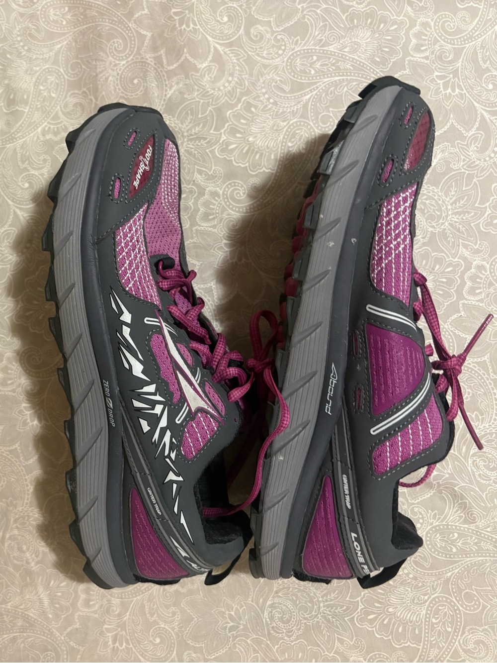 Altra Lone Peak 3.5 Women's Trail Runner in Raspberry and Gray